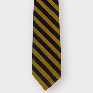 Vintage Prince Consort Button Down Repp Tie | Navy Blue Gold Diagonal Stripes